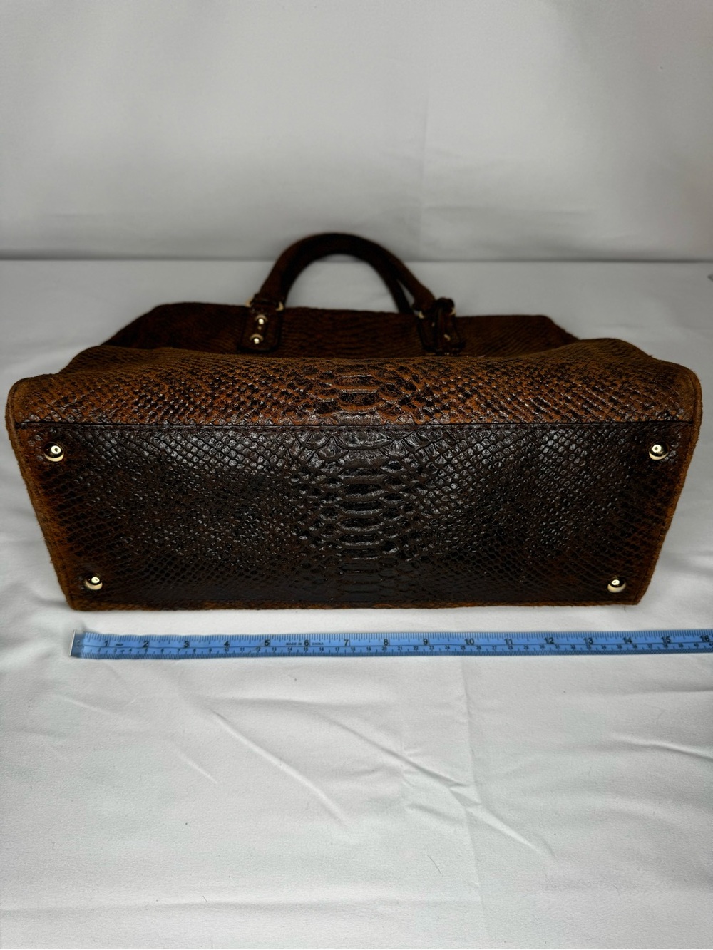 Michael Kors Brown Python Embossed Leather Satchel Handbag - Picture 4 of 9